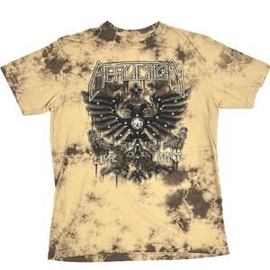 Affliction Live Fast Sz XL T Shirt Double Headed Eagle Brown Tie Dye Felt Accent